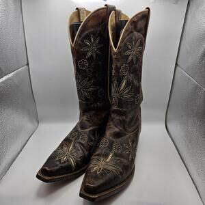 Shyanne Womens Daisy Mae Brown Leather Western Rodeo Cowgirl Boots Size US 8B